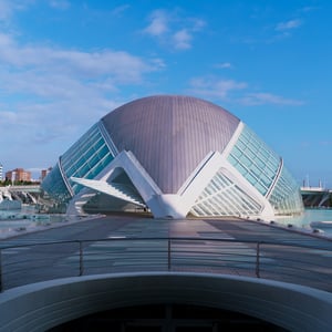 Palau de les Arts dome under blue sky in Valencia